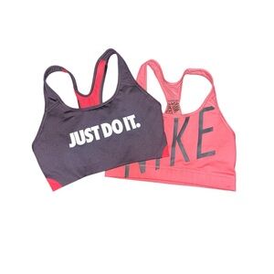 Nike Women's Pink and Black Sports Bras - Just Do It